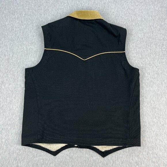 Powder River Outfitters Vest Mens M Black Western Canvas Sherpa Lined Panhandle - Picture 2 of 11